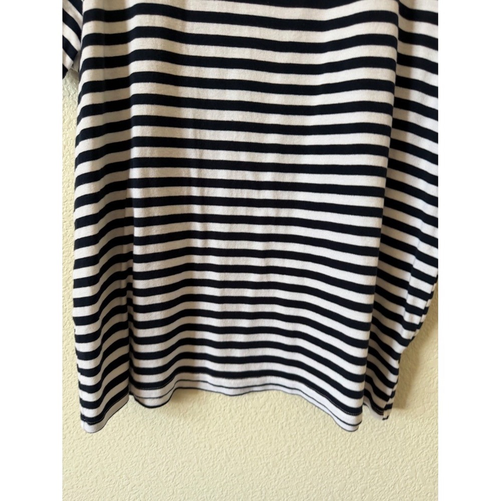 Croft Barrow Womens Plus Size 1X Classic Tee Navy White Stripe 100% Cotton Top - Picture 5 of 11